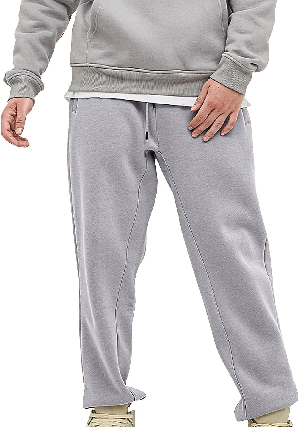 GIERIDUC Men's Casual Joggers Pants Mens White Sweat Pants with Pockets Summer Work Pants for Men Tight Baseball Long Pants