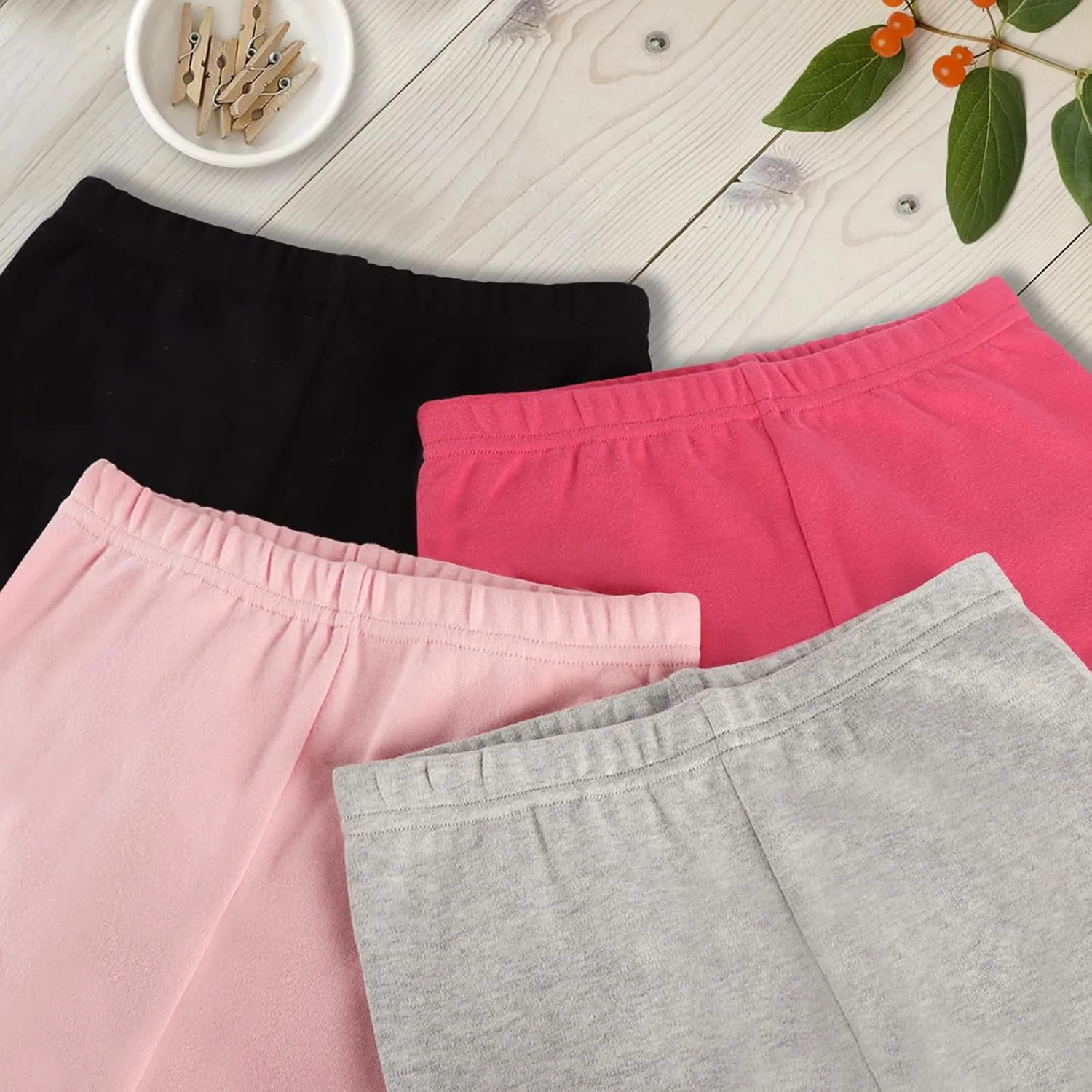 GLASH Kids Baby and Toddler Girls' 4-Pack Cotton Leggings