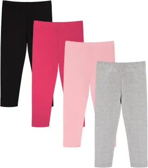 GLASH Kids Baby and Toddler Girls' 4-Pack Cotton Leggings