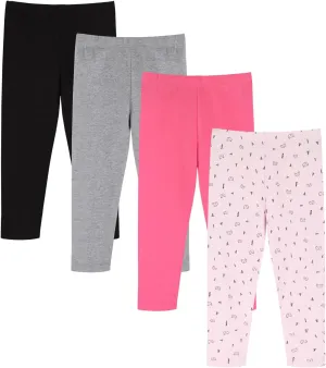 GLASH Kids Baby and Toddler Girls' 4-Pack Cotton Leggings