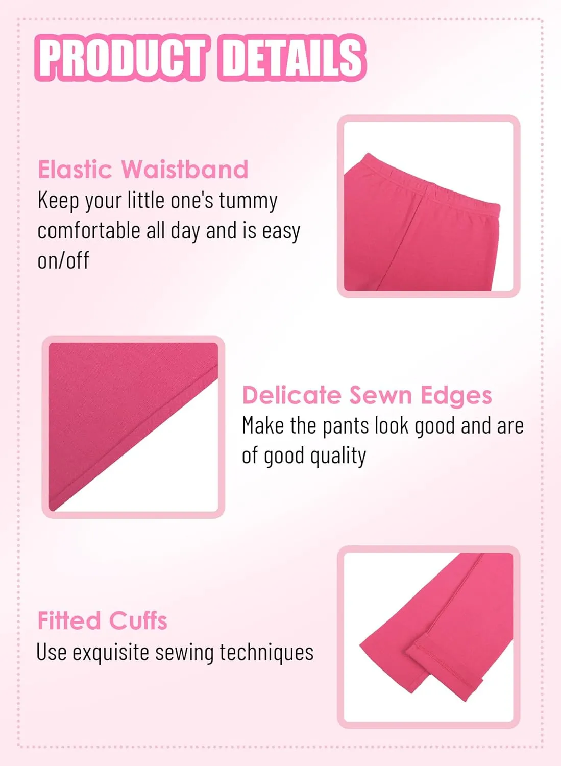 GLASH Kids Baby and Toddler Girls' 4-Pack Cotton Leggings
