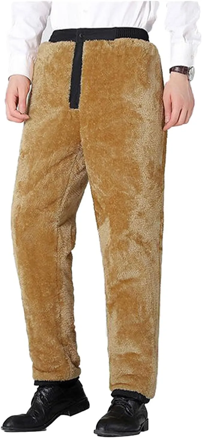 Golf Pants for Men Stretch Slim Fit Sherpa Fleece Lined Work Business Pants Dress Casual Straight Leg Trousers