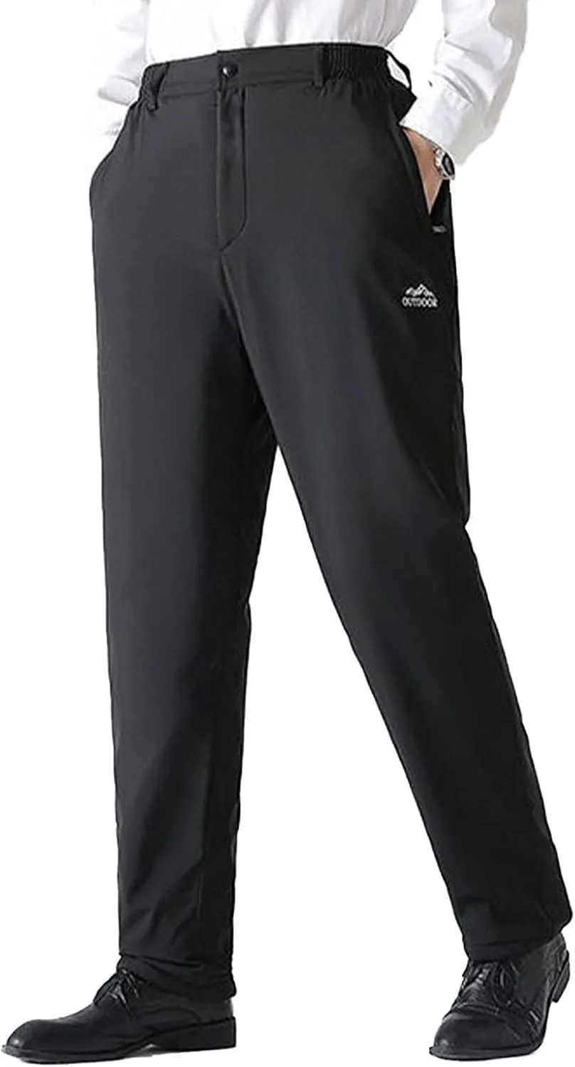 Golf Pants for Men Stretch Slim Fit Sherpa Fleece Lined Work Business Pants Dress Casual Straight Leg Trousers