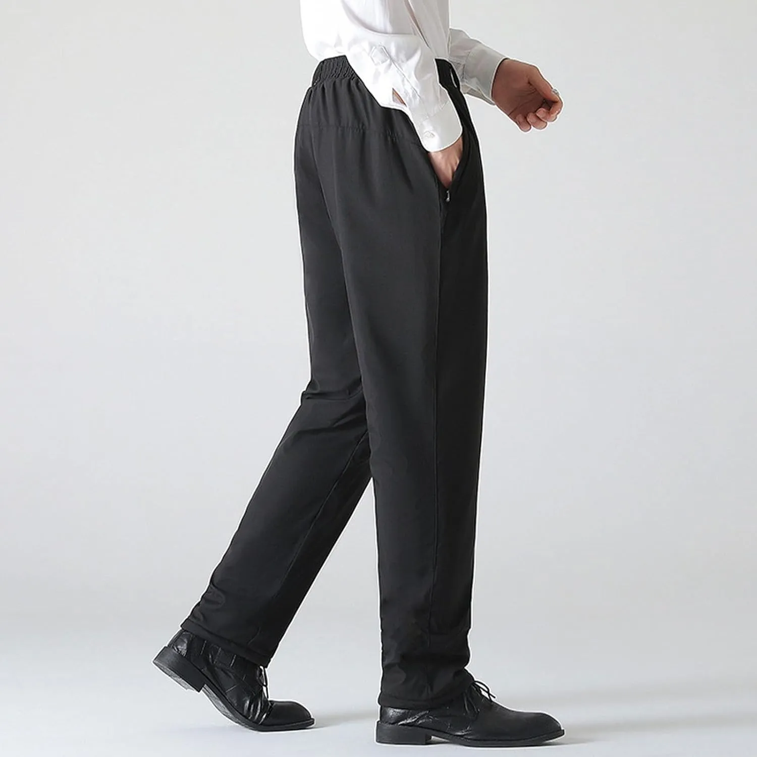 Golf Pants for Men Stretch Slim Fit Sherpa Fleece Lined Work Business Pants Dress Casual Straight Leg Trousers