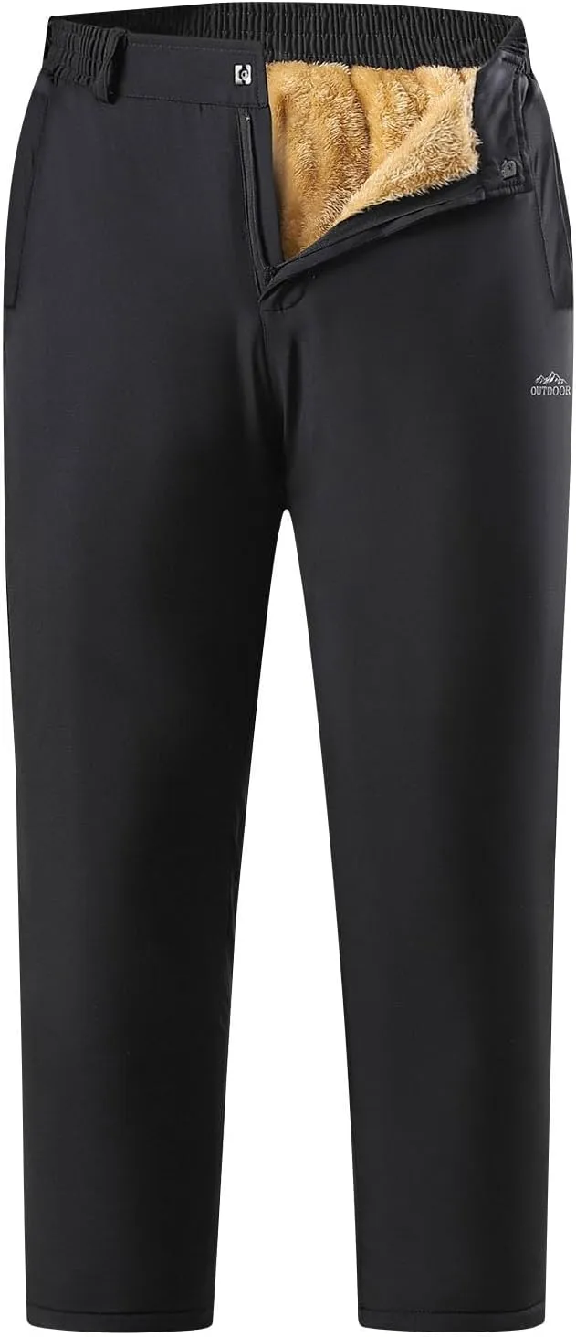 Golf Pants for Men Stretch Slim Fit Sherpa Fleece Lined Work Business Pants Dress Casual Straight Leg Trousers
