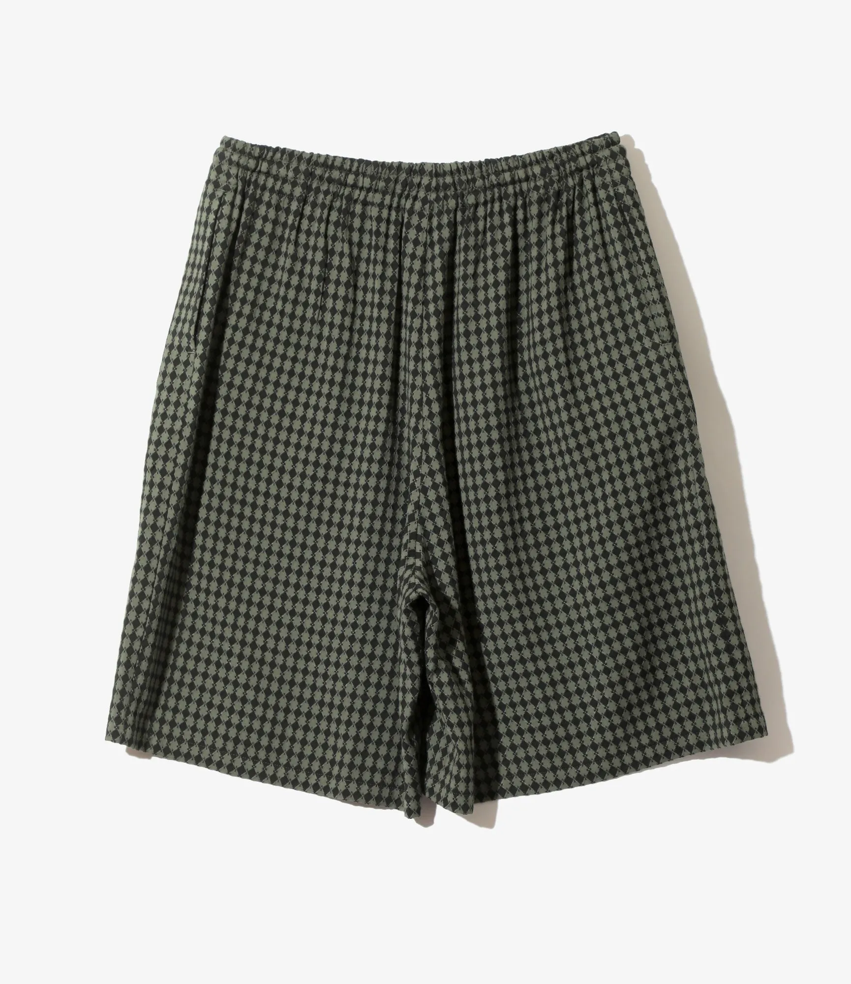 Optimized Title: Green Diamond Jacquard Shorts - High Definition Print