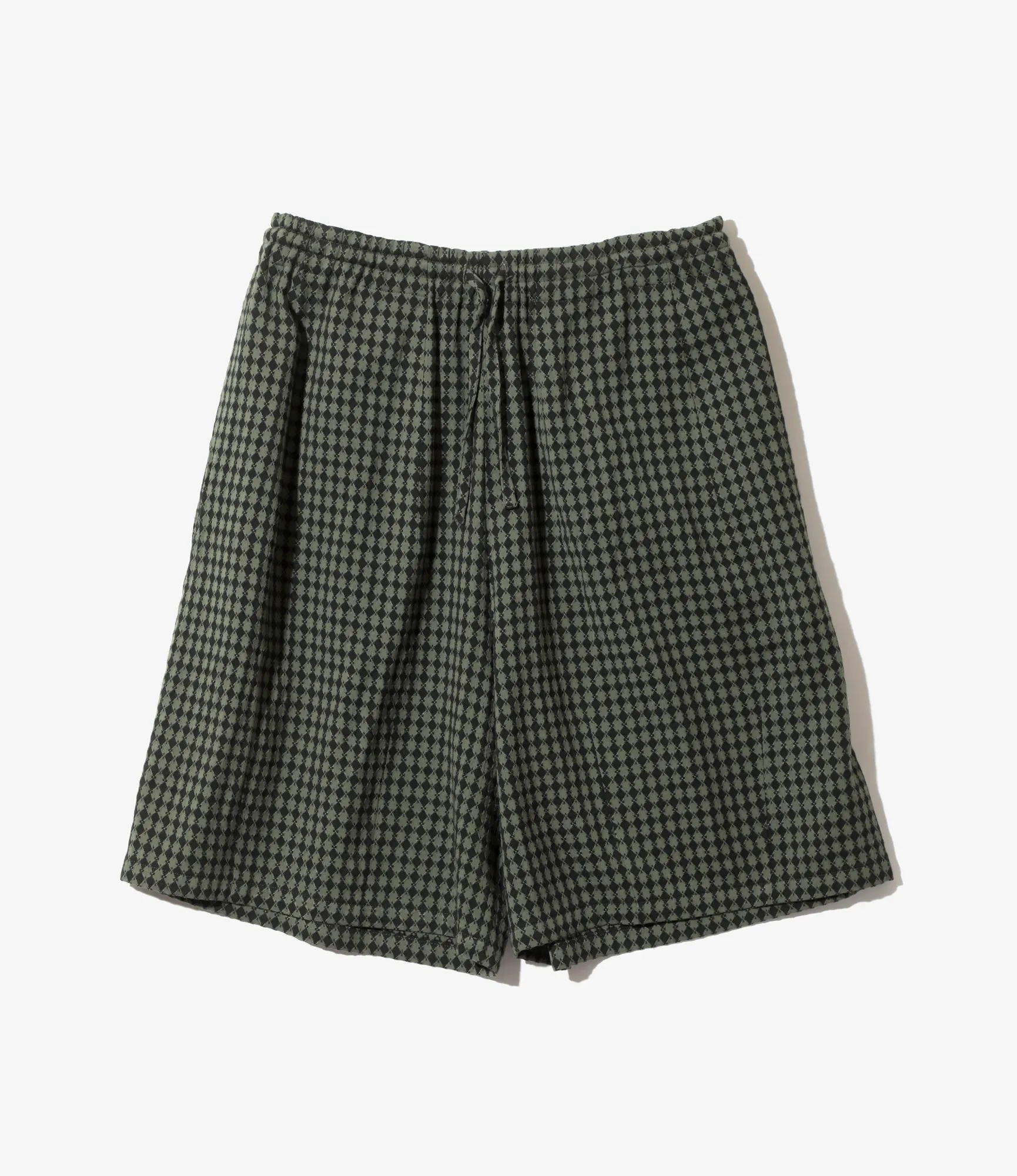 Optimized Title: Green Diamond Jacquard Shorts - High Definition Print
