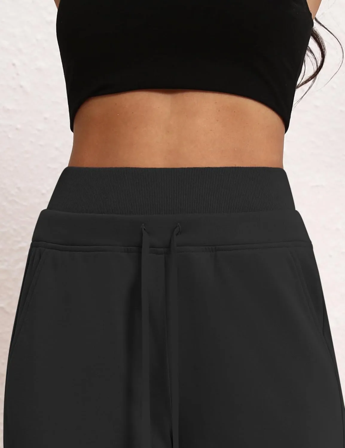 HeSaYep Women's Wide Leg Sweatpants Double Waisted Baggy Sweat Pants with Pockets