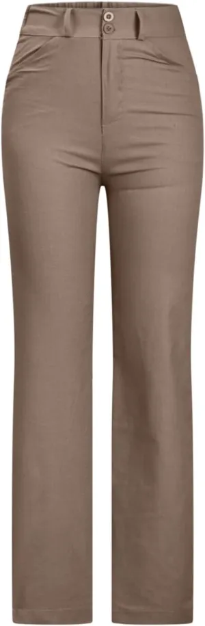High Waist Pants for Women Business Casual Pants Regular Fit Stretch Pants Straight Leg Trousers with Pockets