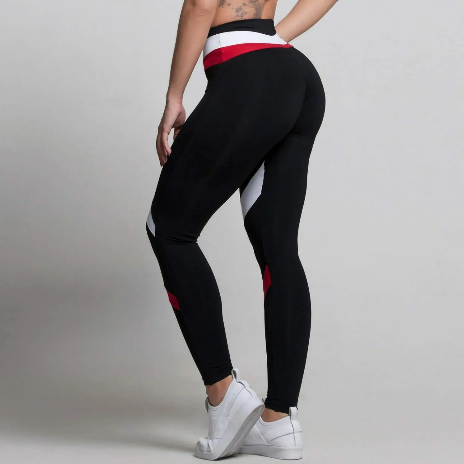 High Waist Yoga Pants Color Block Tummy Control Workout Stretch Running Dance Yoga Leggings for Women S-XL
