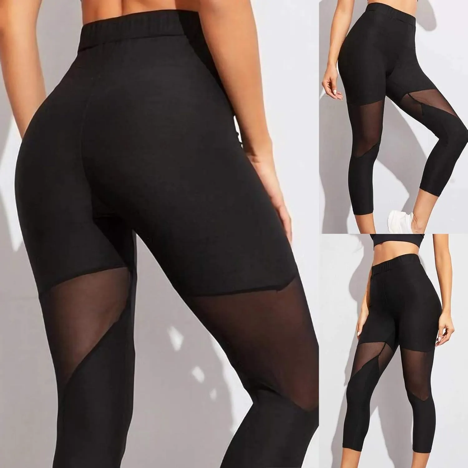 High Waist Yoga Pants Color Block Tummy Control Workout Stretch Running Dance Yoga Leggings for Women S-XL