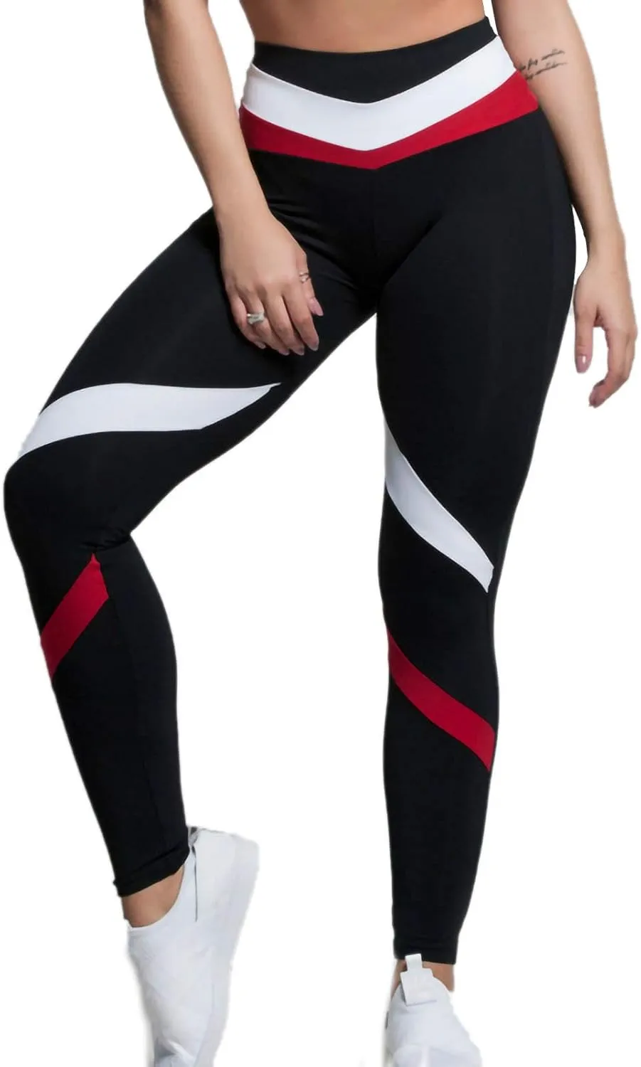High Waist Yoga Pants Color Block Tummy Control Workout Stretch Running Dance Yoga Leggings for Women S-XL