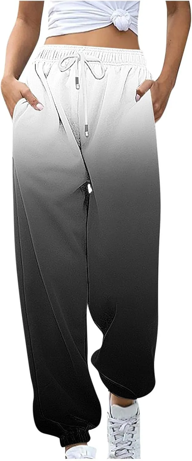 high Waisted Sweatpants for Women Baggy Cinch Bottom Jogger Casual Pants Casual Baggy Fleece Warm Lounge Trousers