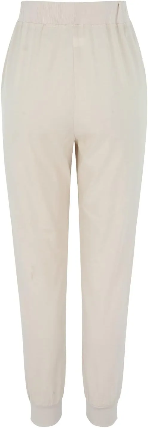 High Waisted Trousers Women Casual Ankle Length Tapered Pant Linen Drawstring Waist Summer Casual Pull On Sweatpant