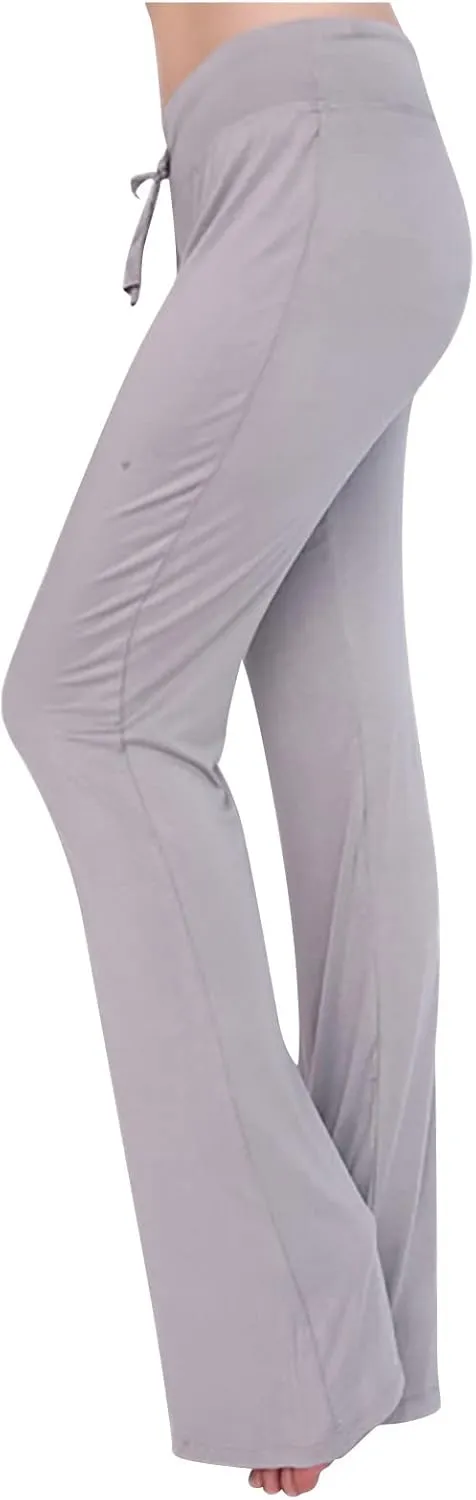 High Waisted Yoga Pants for Women Long Bootleg Flare Pants Drawstring Waist Sweatpants Athletic Lounge Pants