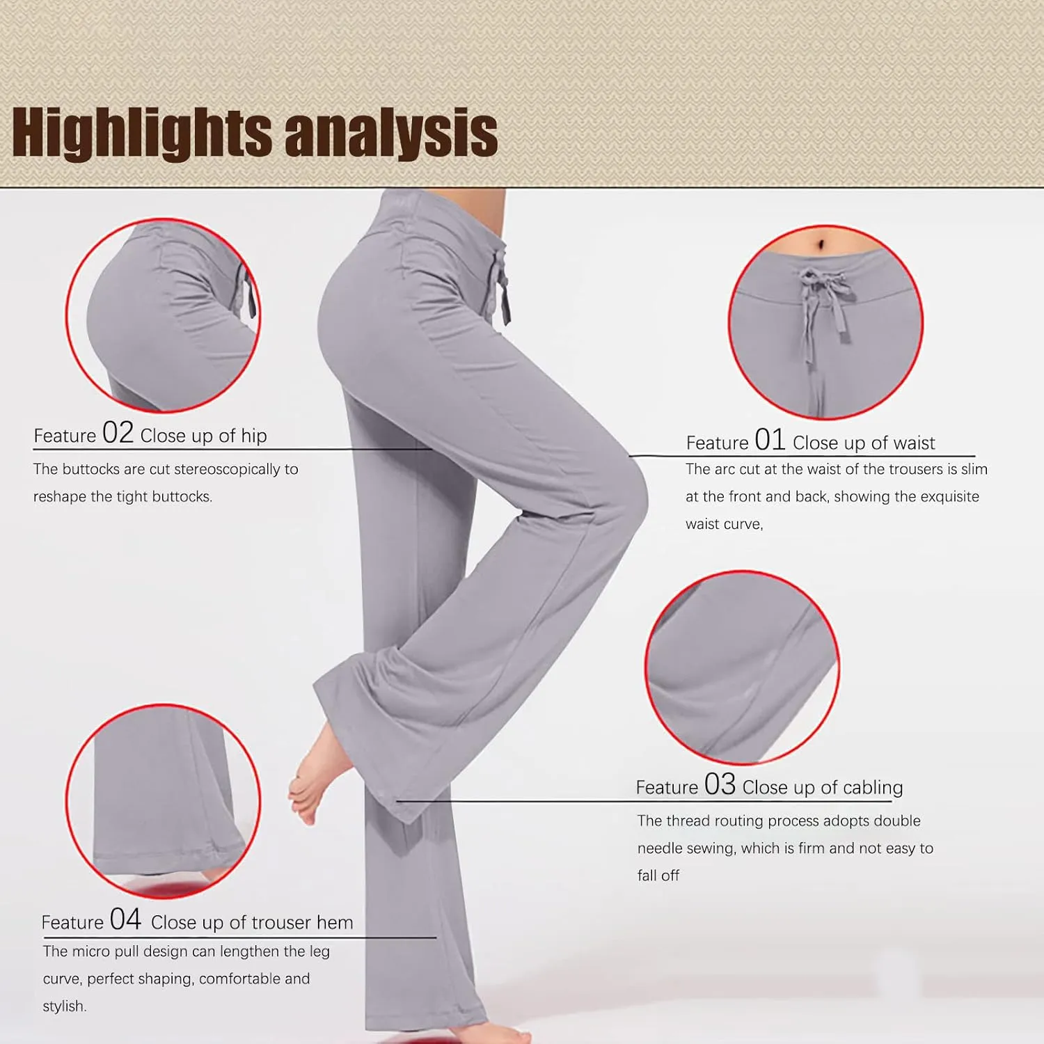 High Waisted Yoga Pants for Women Long Bootleg Flare Pants Drawstring Waist Sweatpants Athletic Lounge Pants