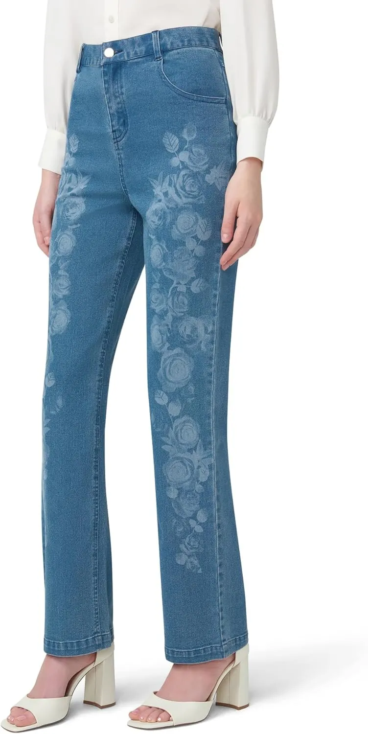 HUE Women's Ultra Soft High Waist Denim Baby Bootcut Leggings