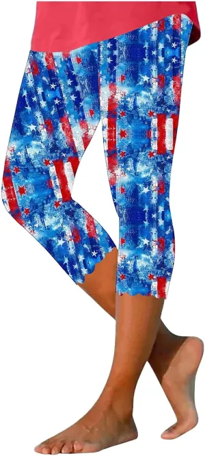 Hvyesh Womens Capris for Summer Clearance Capri Leggings for Women Stretchy Workout Yoga Casual Vacation Beach Pants