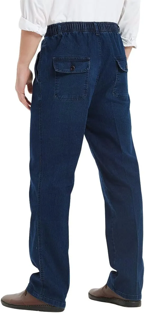 IDEALSANXUN Mens Elastic Waist Jeans
