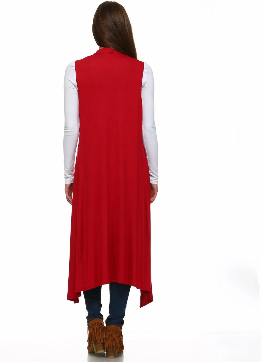 Isaac Liev Women's Sleeveless Cardigan  Casual Long Maxi Open Front Flowy Drape Lightweight Duster Vest Made in USA