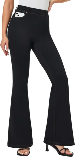 IUGA Bell Bottom Jeans for Women High Waisted Stretchy Pull On Flare Jeans Wide Leg Leggings Tummy Control Flare Pants