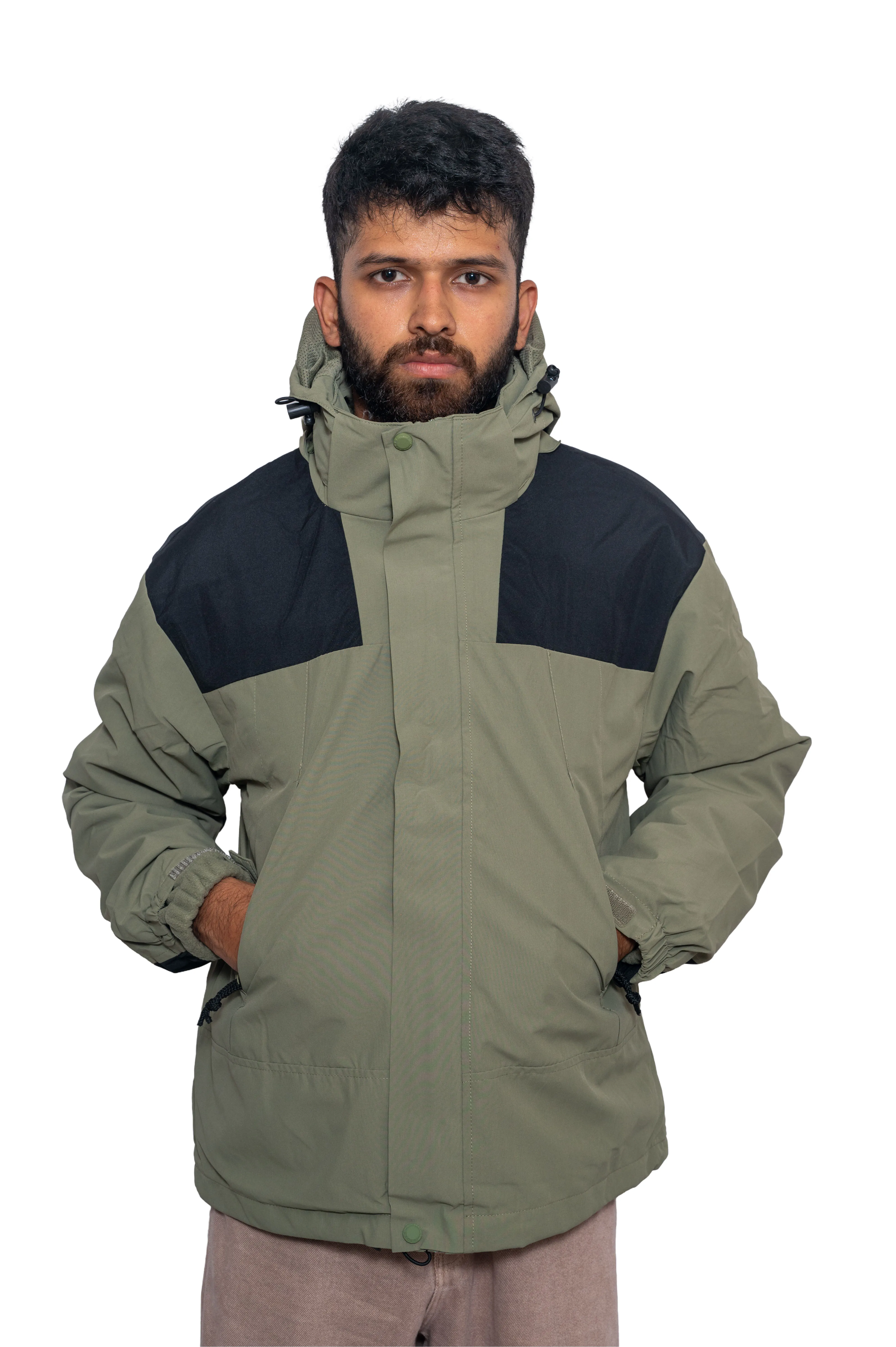 JAG Polar Pro Double Jacket | Fleece Jacket with Windcheater | All Weather | 3 in 1 | Olive