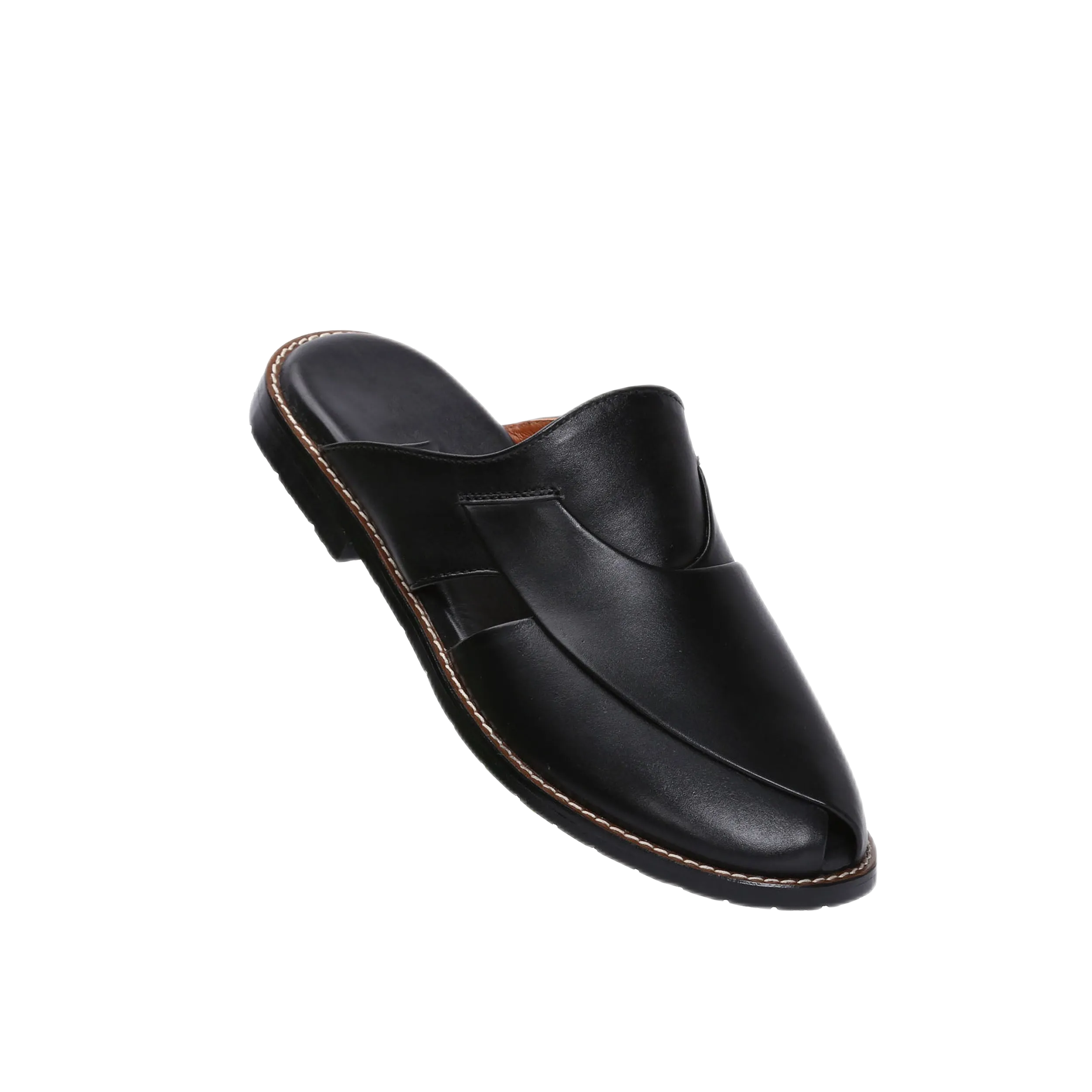 Jaxon Peshawari Sheep Leather Chappal Black