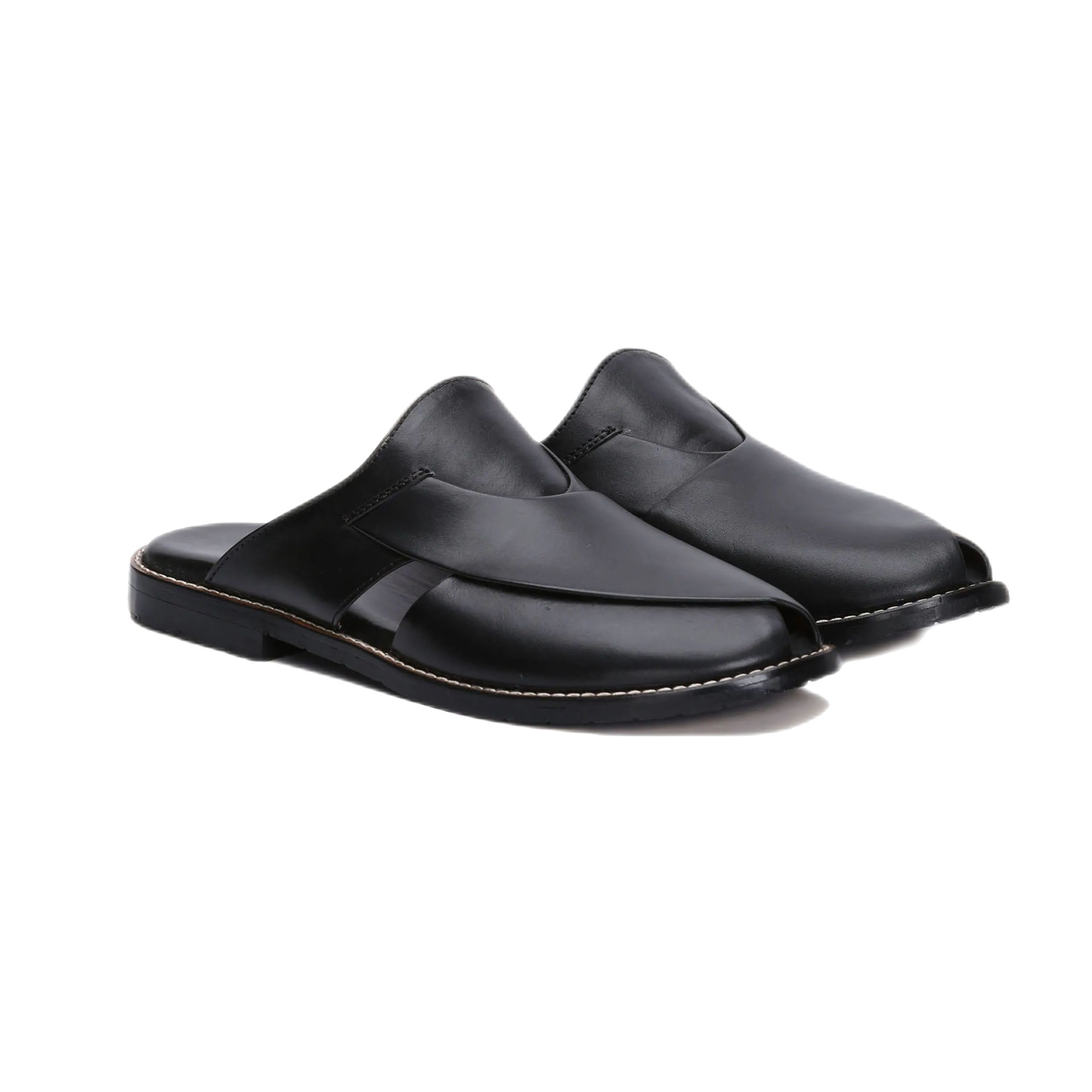 Jaxon Peshawari Sheep Leather Chappal Black