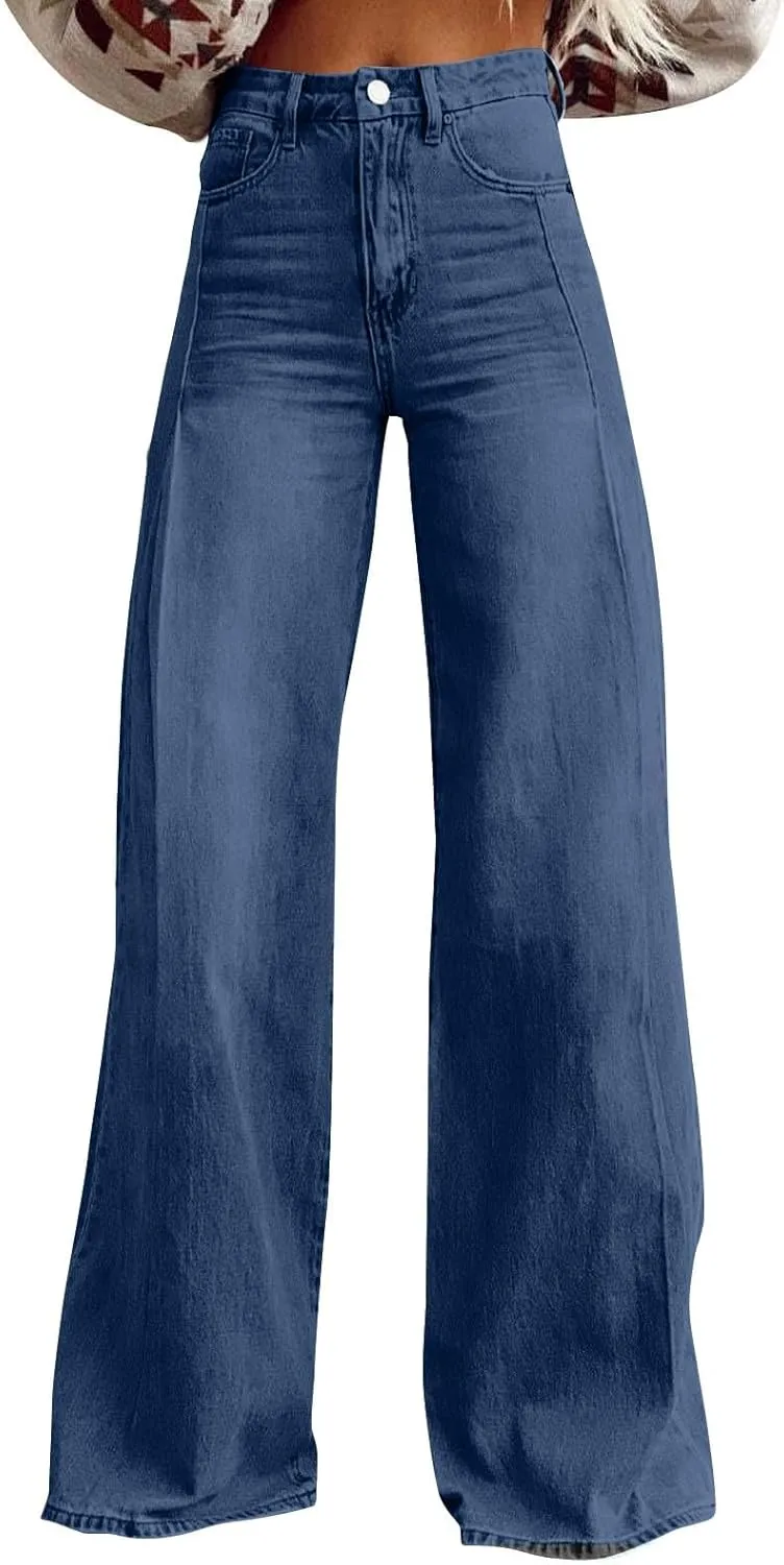 Jeans for Women Baggy Boyfriend Denim Pants Vintage High Waisted Wide Leg Jeans Woman with Pockets Stretchy Pant