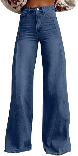 Jeans for Women Baggy Boyfriend Denim Pants Vintage High Waisted Wide Leg Jeans Woman with Pockets Stretchy Pant