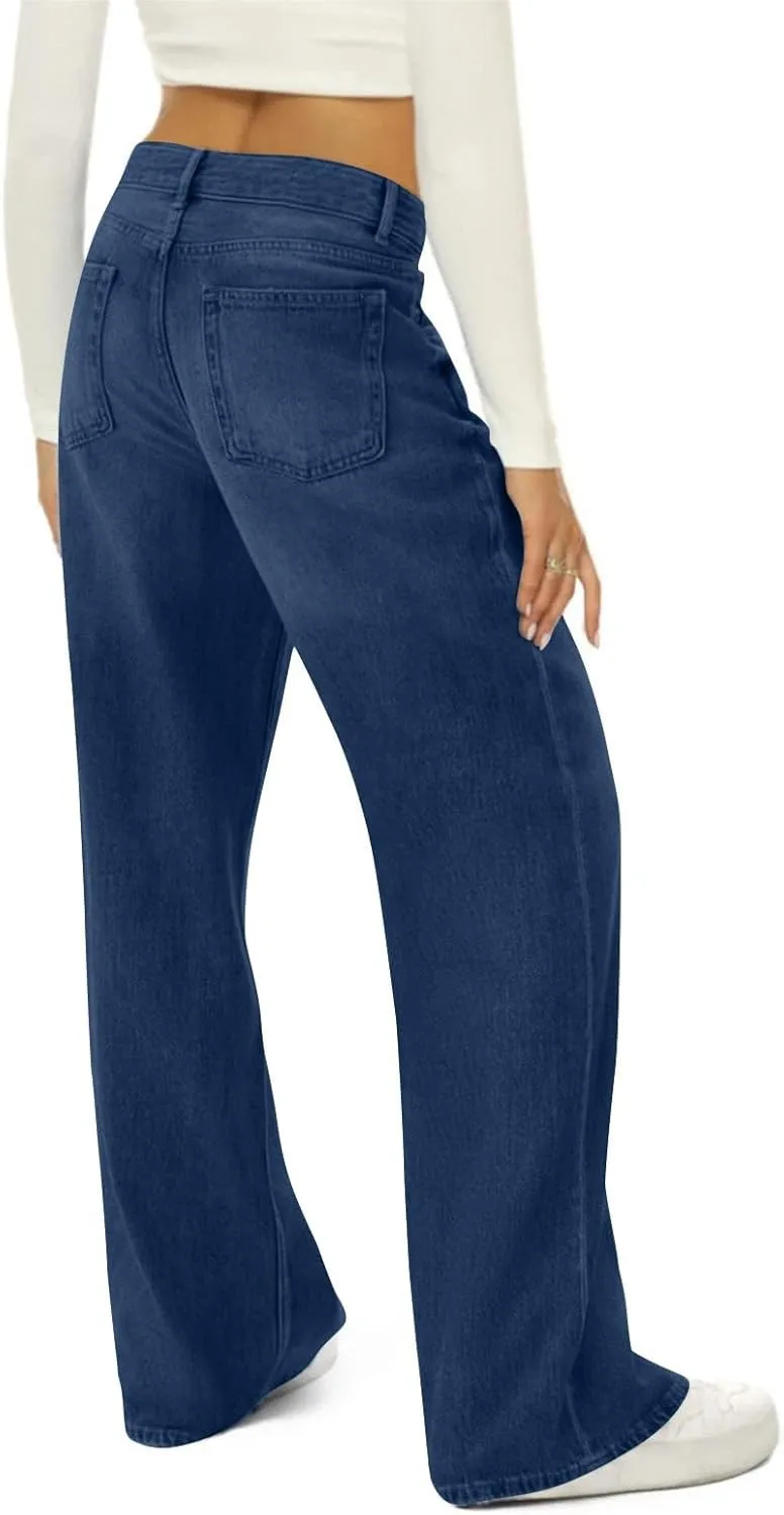 Jeans for Women Baggy Boyfriend Denim Pants Vintage High Waisted Wide Leg Jeans Woman with Pockets Stretchy Pant