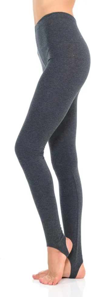 JJJ Women's Solid Cotton Spandex Jersey Stirrup Leggings - Runs Small