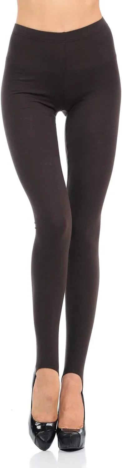 JJJ Women's Solid Cotton Spandex Jersey Stirrup Leggings - Runs Small