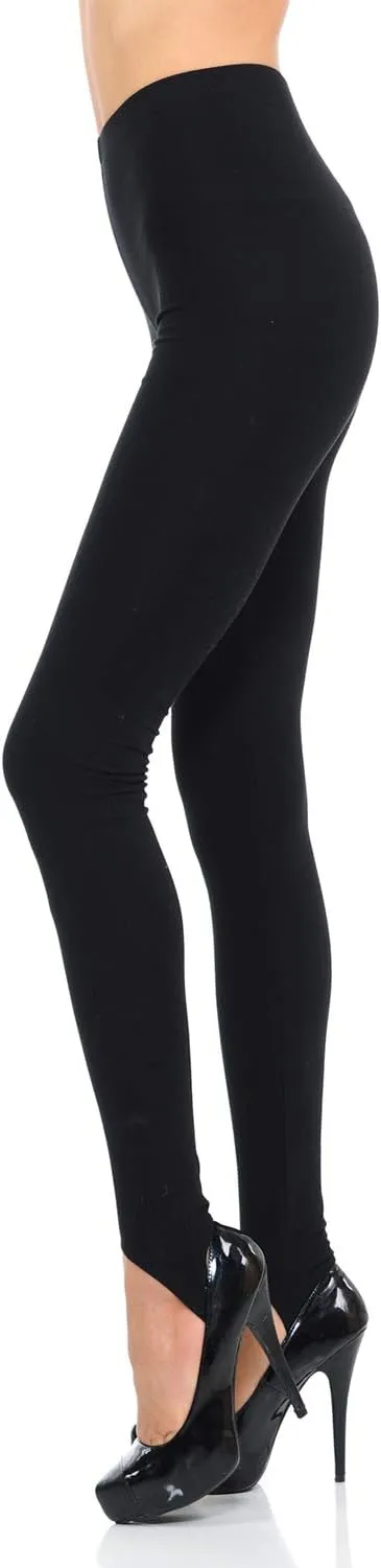 JJJ Women's Solid Cotton Spandex Jersey Stirrup Leggings - Runs Small