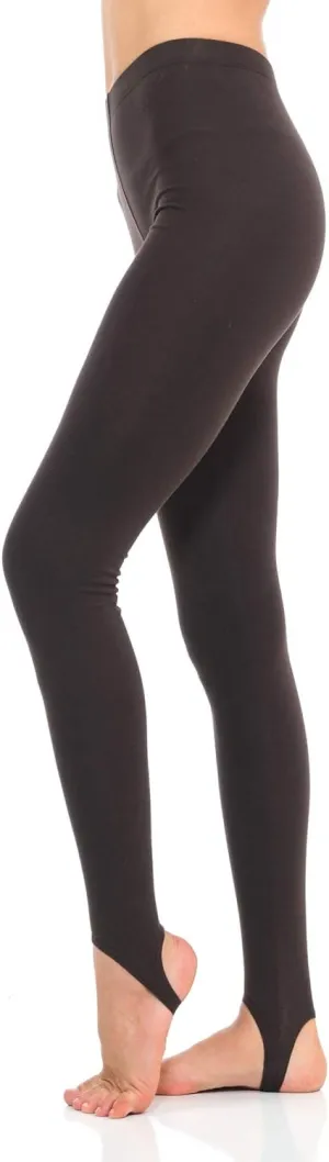 JJJ Women's Solid Cotton Spandex Jersey Stirrup Leggings - Runs Small