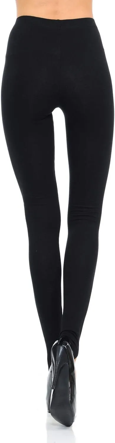 JJJ Women's Solid Cotton Spandex Jersey Stirrup Leggings - Runs Small