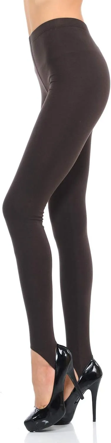 JJJ Women's Solid Cotton Spandex Jersey Stirrup Leggings - Runs Small