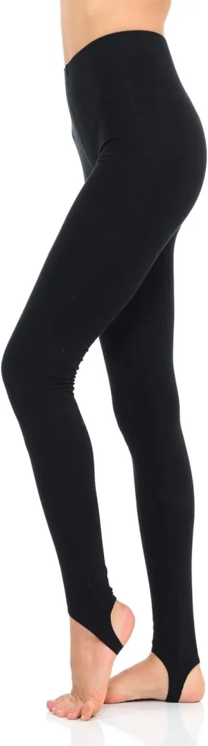 JJJ Women's Solid Cotton Spandex Jersey Stirrup Leggings - Runs Small