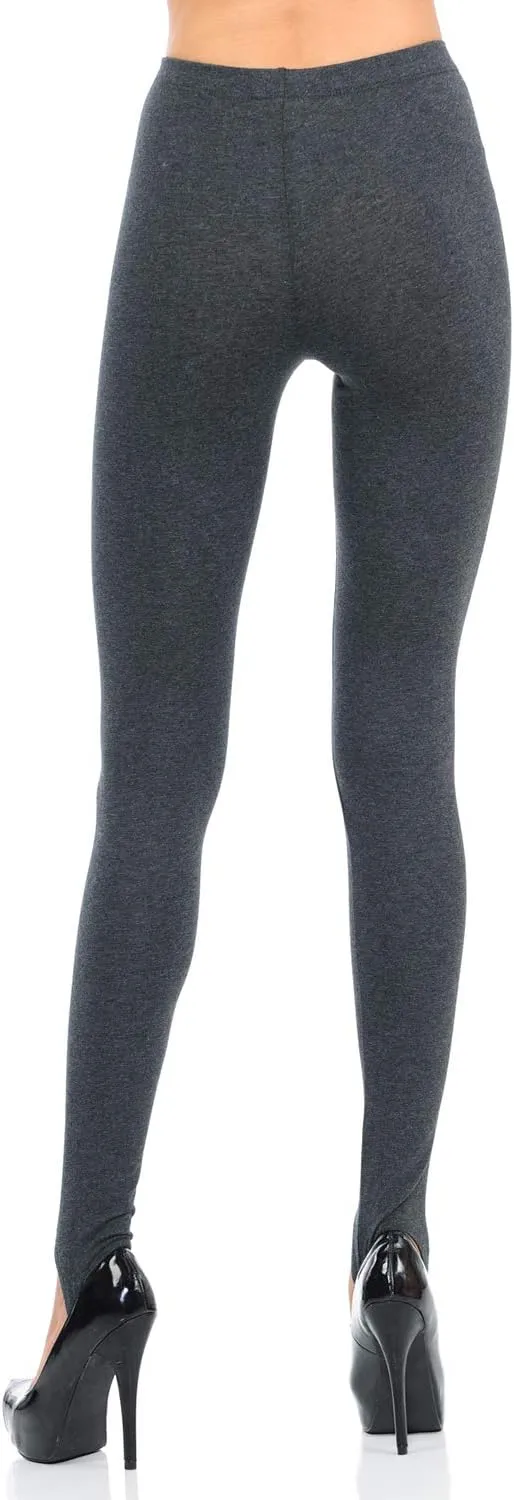 JJJ Women's Solid Cotton Spandex Jersey Stirrup Leggings - Runs Small