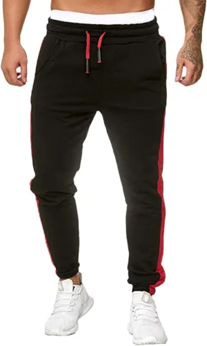 Jogger Pants for Men 2024 Casual Patchwork Stylish Stripe Drawstring Trousers Slim Fit Skinny Stretch Athletic Sweatpants