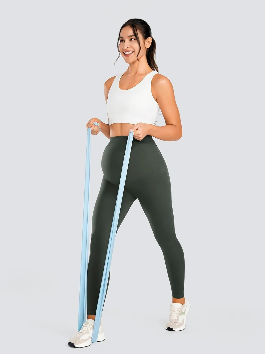 JOYSPELS No See-Through Maternity Workout Yoga Leggings Soft Stretchy Pregnancy Leggings Over The Belly