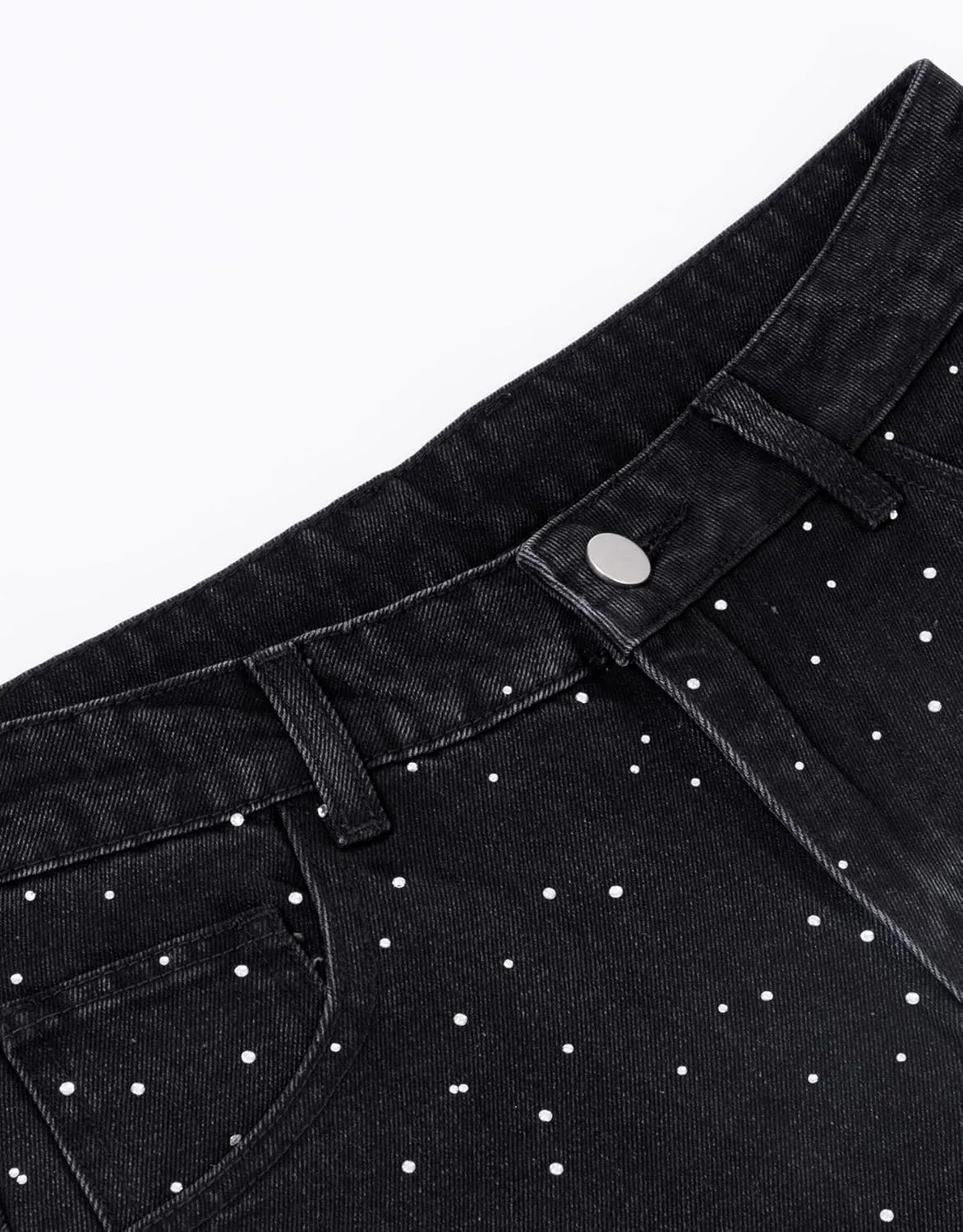 Kedera Rhinestone Jeans for Women Wide Leg Baggy Pants Y2K Mid Rise Jeans Bedazzled Sparkl Bling Pants Streetwear