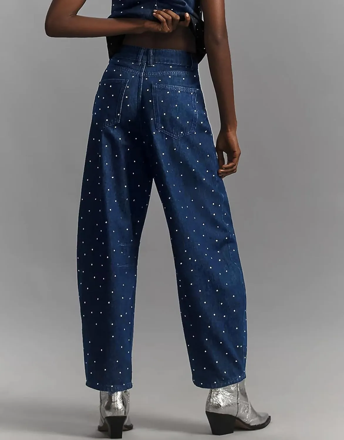 Kedera Rhinestone Jeans for Women Wide Leg Baggy Pants Y2K Mid Rise Jeans Bedazzled Sparkl Bling Pants Streetwear