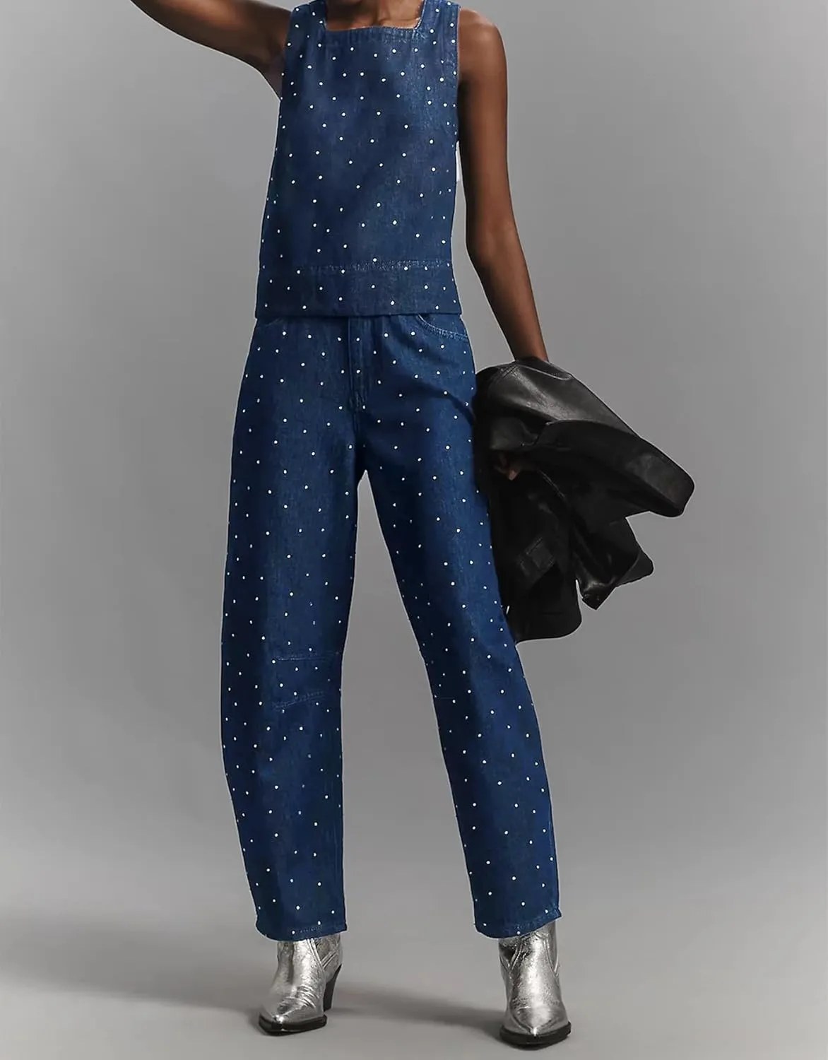 Kedera Rhinestone Jeans for Women Wide Leg Baggy Pants Y2K Mid Rise Jeans Bedazzled Sparkl Bling Pants Streetwear