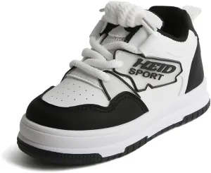 Kids Athletic Sneakers, White and Light Blue, Lace-up Sports Shoes