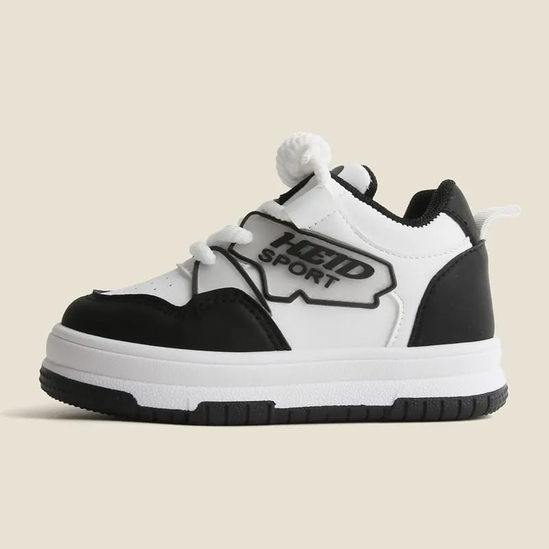 Kids Athletic Sneakers, White and Light Blue, Lace-up Sports Shoes