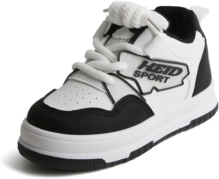 Kids Athletic Sneakers, White and Light Blue, Lace-up Sports Shoes