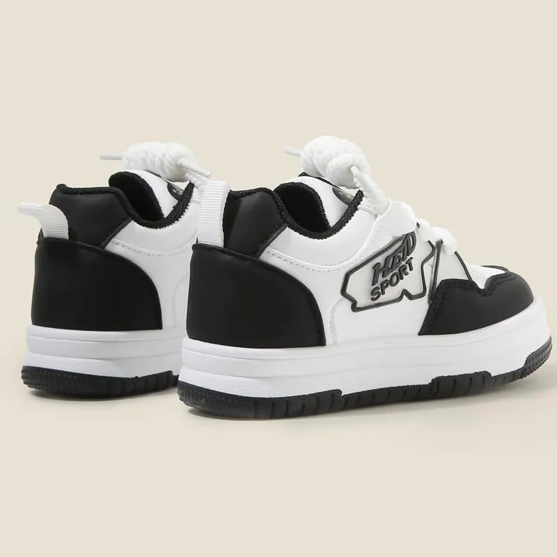 Kids Athletic Sneakers, White and Light Blue, Lace-up Sports Shoes