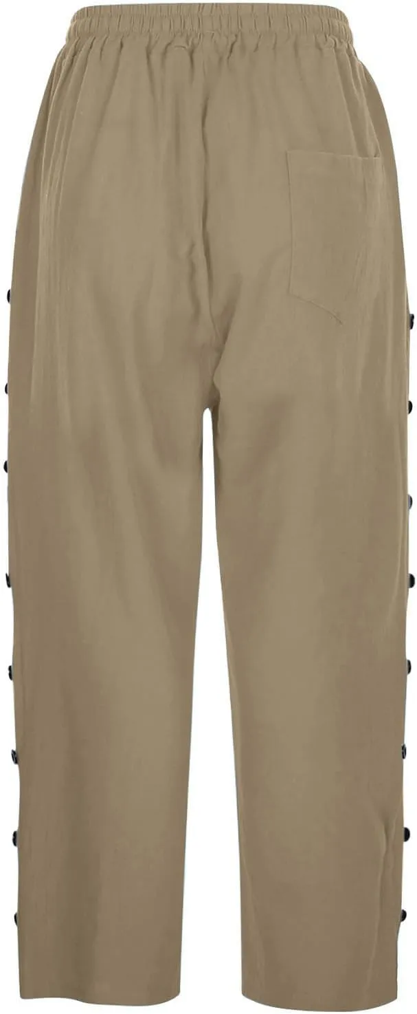 Lastesso Capri Pants for Women Basic Solid Summer Boho Lounge Trousers with Pocket Loose Comfy Drawstring Vacation Outfits
