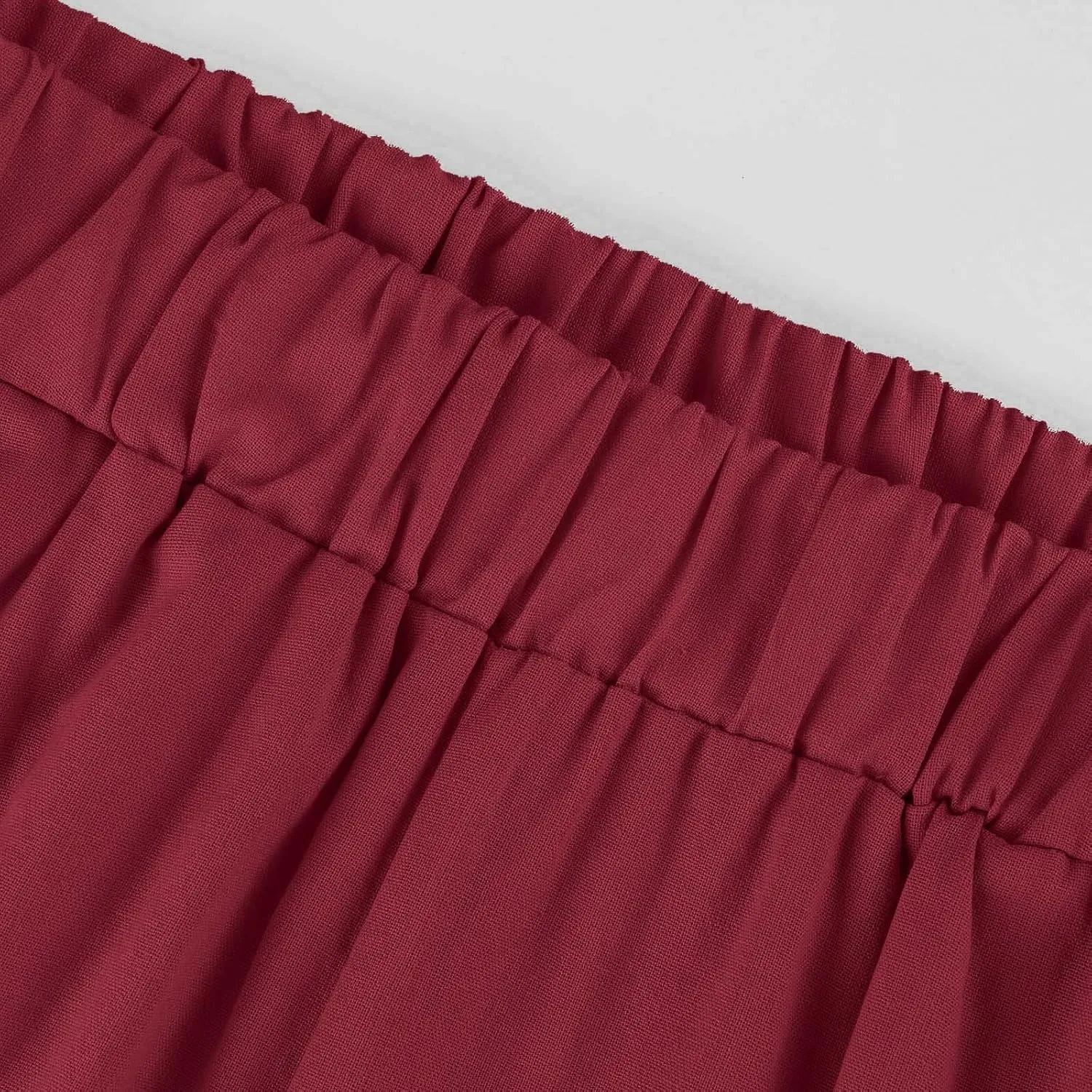 Lightweight Linen Pants for Women Summer Elastic Waisted Straight Leg Pants Casual Loose Fit Solid Color Trousers
